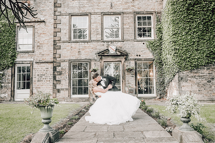 Bride and groom with Mosborough Hall
