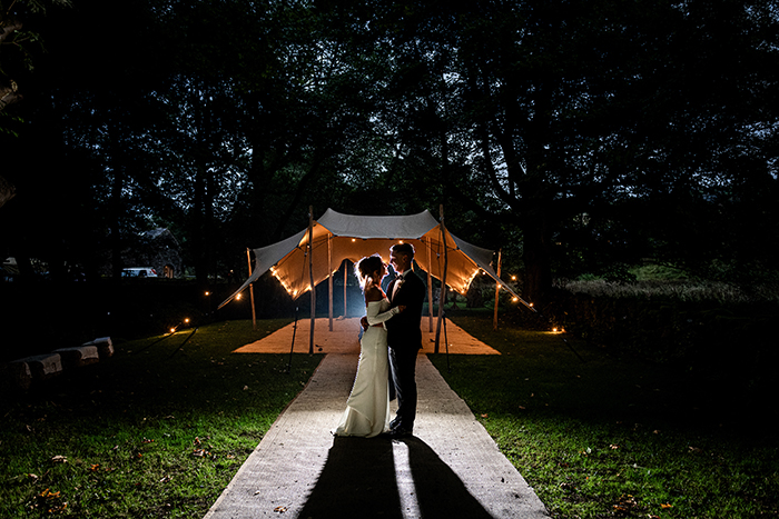 Bride and groom at Ponden Mill in Keighley