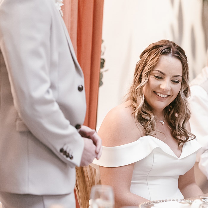 Wedding speeches at Tankersley Manor reception room.