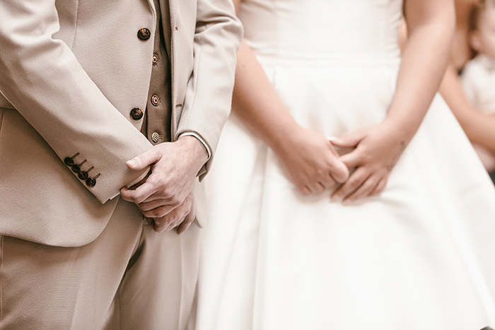 Emotional moment during the Tankersley Manor wedding vows.