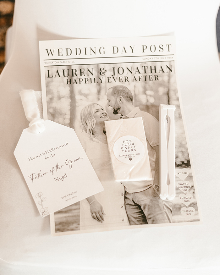 Wedding details and décor at Waterton Park Hotel Wakefield