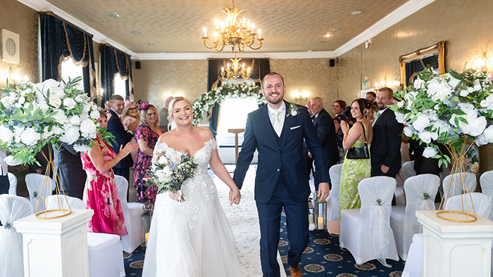 Candid ceremony moments inside Walton Hall
