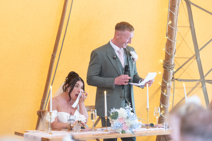 Groom delivering his speech during the wedding breakfast